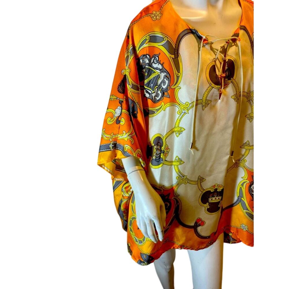 JB by JULIE BROWN Silk Top or Dress Size S Oversized fits Large Colorful NWOT - Picture 8 of 13